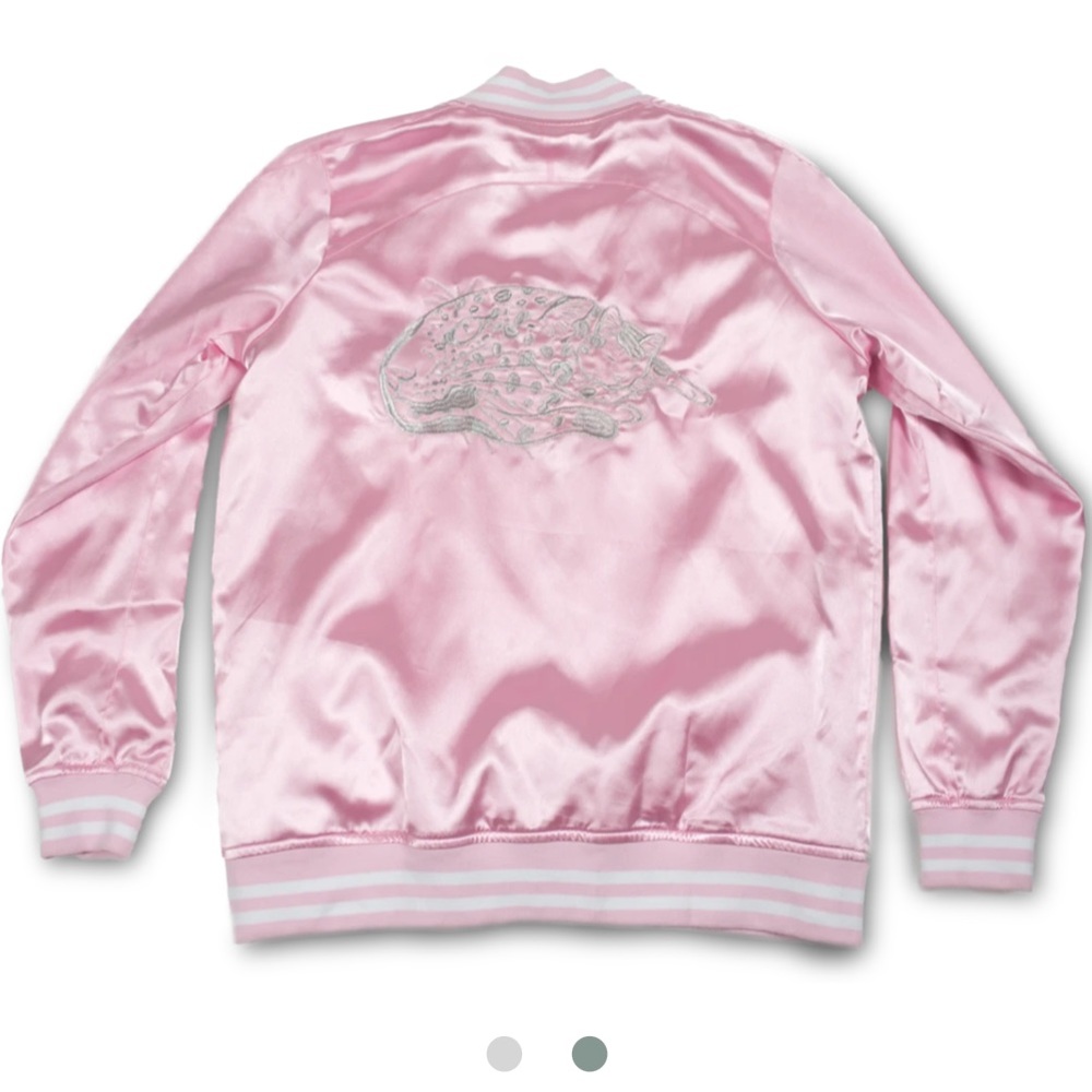 ✨MonMonCats✨ Pink Silk Varsity Jacket - Picture 2 of 9